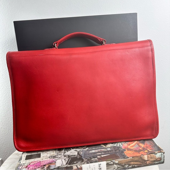 Vintage Coach Ted Diplomat Briefcase Rare Red Color 5170 - Picture 3 of 13